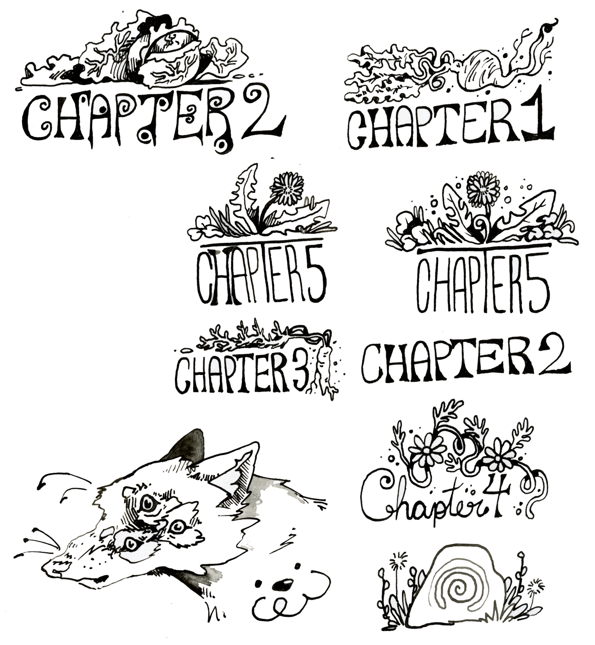 chapter headings — illustration by Maya Babeanu